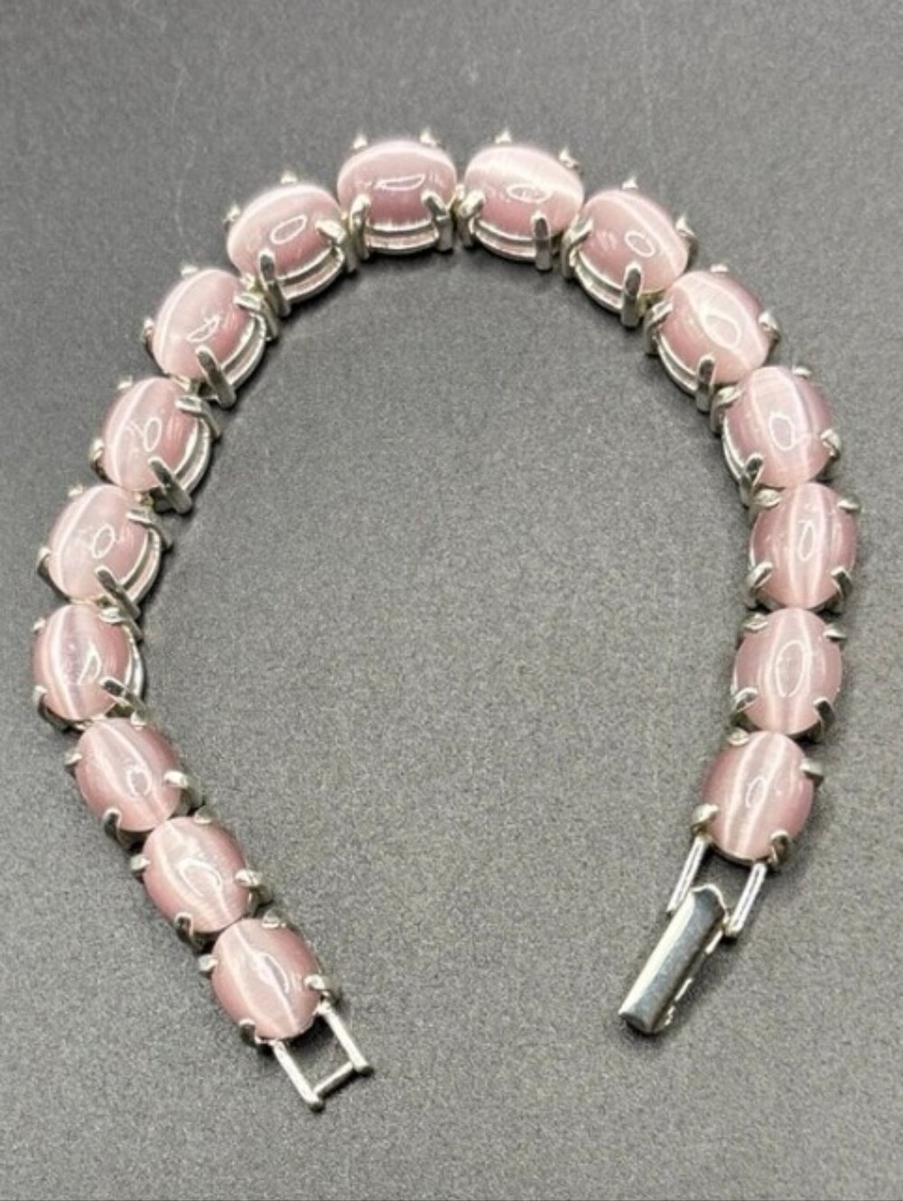 Avon Pink Cabochon Stones Silver Tone Classic Bracelet